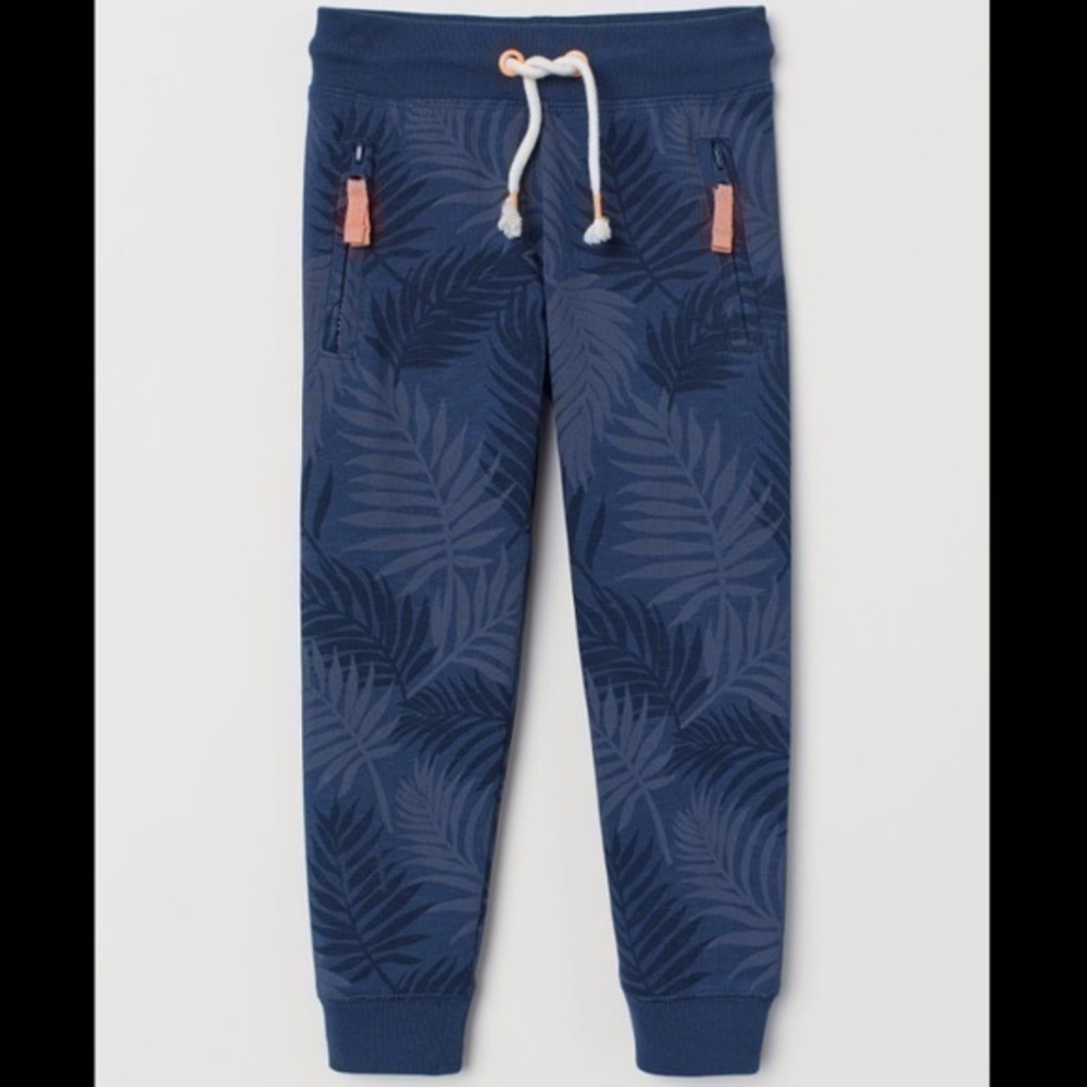 Kids H&M Dark Blue Leaf Jogger sz 9-10y